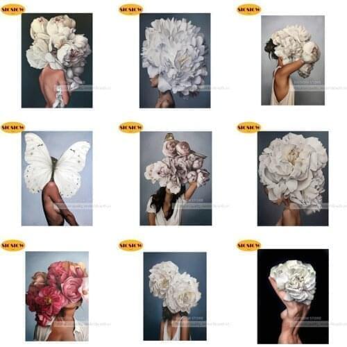 Full Square Drill 5D Diy Diamond Painting Women Flowers Cross Stitch Kits Daimond Mosaic Embroidery Needlework Deco Home Modern