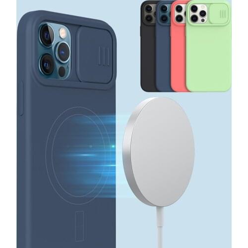 Nillkin for iPhone 12 Pro Max Case Silky Magnetic Adapt Magsafe Sillicone PC Phone Back Cover for iPhone 12Pro/Wireless charging