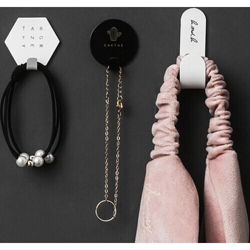 Nordic Stainless Steel Hook Geometric Shape Hook For Bathroom Kitchen Organization 4pcs/set Wall-mounted Punch-free Hooks