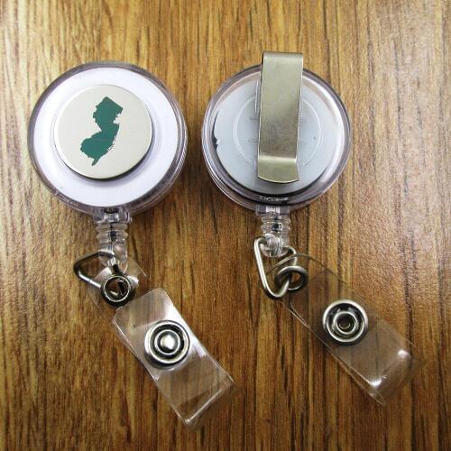 New Jersey ID Badge Reel gift for him/her friend family retractable recoil id badge holder work fun