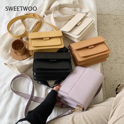 Solid Color PU Leather Crossbody Bags For Women 2021 Summer Simple Beautiful Fashion Handbags And Purses Female Shoulder Bags