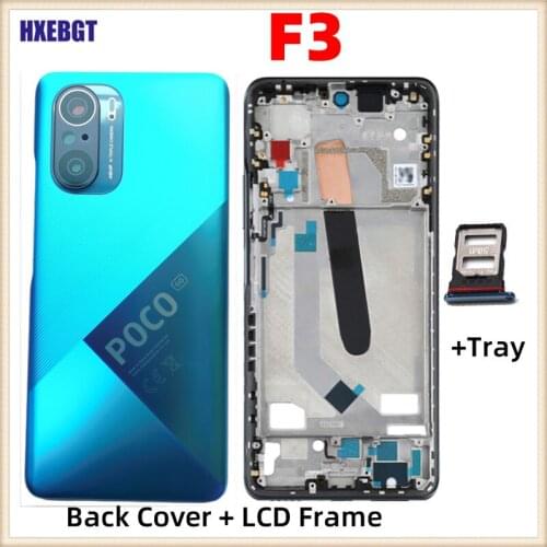 Original For Xiaomi Poco F3 Back Cover + LCD Front Frame + Side Button + Camera Glass Lens + Sim Tray Smartphone Parts