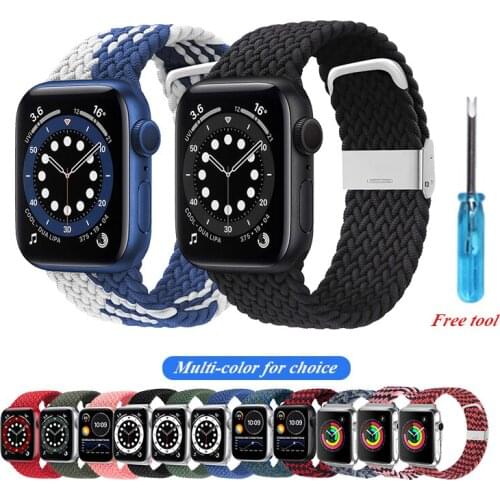 Braided Strap for Apple Watch Band 40mm 42mm 38mm 44mm Solo Loop with Buckle Woven Elastic Sport Band for iWatch Series 6 SE 5 4