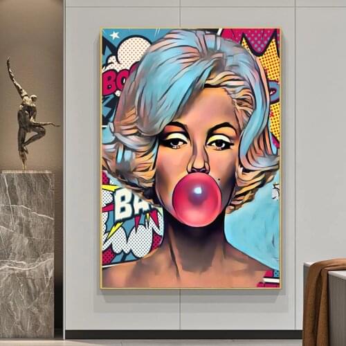 Pop Culture Marilyn Monroe Bubble Poster Canvas Painting Wall Art Picture for Living Room Home Decor (No Frame)