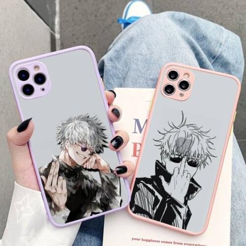 Anime Jujutsu Kaisen Gojo Satoru Phone Case for iPhone X XR XS 7 8 Plus 11 12 pro MAX Translucent Matte Shockproof Case