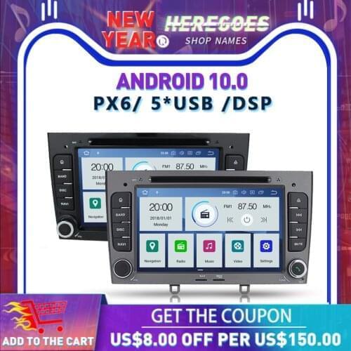 PX6 Carplay Android 10 DSP 4+64G Car DVD Multimedia Player For PEUGEOT 308 408 2007-2014 Navigation GPS autoradio BT head unit
