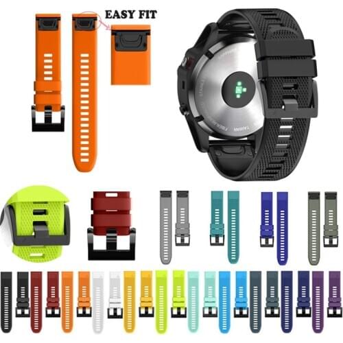 26 22mm Silicone Quickfit Watchband for Garmin Fenix 6X 6 Pro Watch Easy fit Wrist Band Strap For Fenix 5X 5 Plus 3 3HR Watch