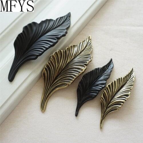 1.25" 2.5" Leaf Drawer Pulls Handles Antique Bronze Black Dresser Pulls Cabinet Knob Kitchen Furniture Handle for Hardware