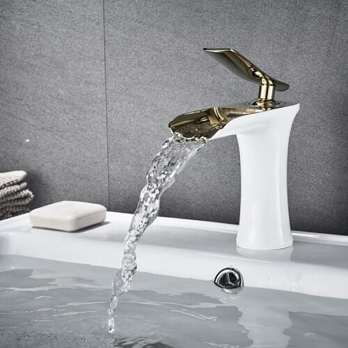 Basin Faucets Waterfall Bathroom Faucet Single handle Basin Mixer Tap Bath Antique Faucet Brass Sink Water Crane SilverDG20-0718