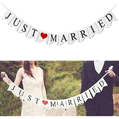 Just Married Banner Mr Mrs Rustic Garland Wedding Table Decoration Groom Bride To Be Balloon Banner Bachelorette Party Supplies