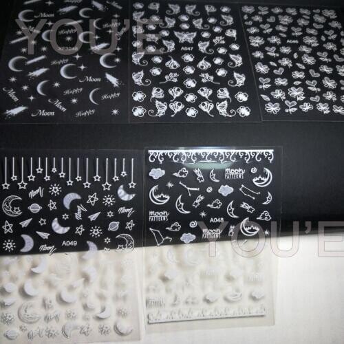 Nail Sticker Decoration Art Shadow Moon Stars Snow Nail Decal Manicure Design Butterfly Adhesive Sticker for Nails Accessories