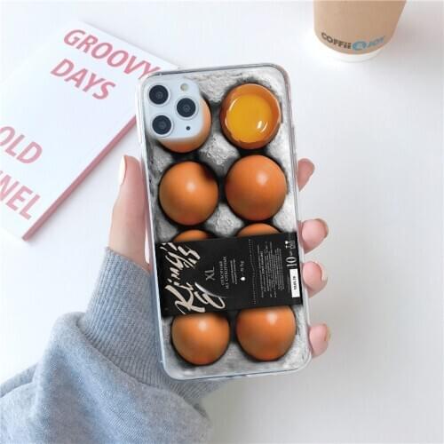 Funny Cute Egg Design Phone Case For iphone 11 Pro max XR 7 8 plus X XS Max 12 mini Fashion Transparent Cartoon Soft Back Cases