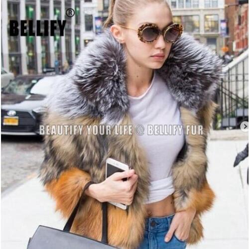 Celebrities Star Streetwear Ladies Deluxe Natural red fox fur coats and jackets plus size Uk 10