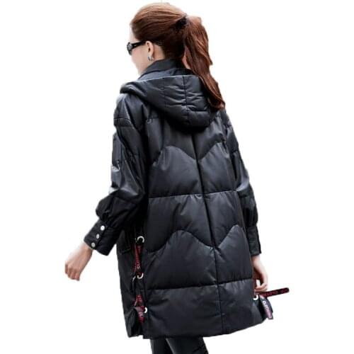 Leather Genuine Real Jacket Korean Autumn Winter Jacket Women Tops Sheepskin Coat Female Jacket White Duck Down Coats ZT1733