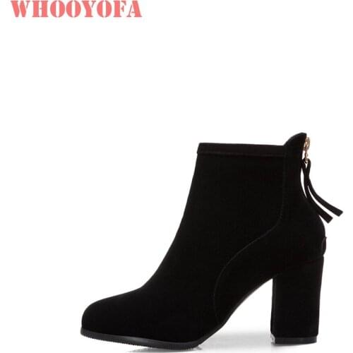 Brand New Winter Comfortable Back Beige Women Ankle Nude Boots Sexy Square Heels Lady Shoes WG363 Plus Big Size 33 10 45 52