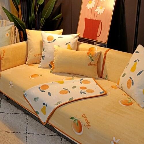 Winter Lovely Sofa Cushion Decorative Sectional Sofa Covers Fabric Antiskid Milk Velvet Cushion Antistatic Couch Cover Towel