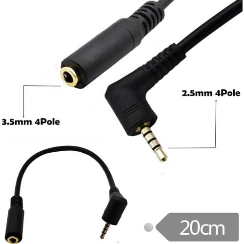 1pc 2.5mm 4 pole Male Plug To 3.5mm 4 pole Female Jack Audio Stereo Headphone Earphone Converter Cable Adapter 20cm
