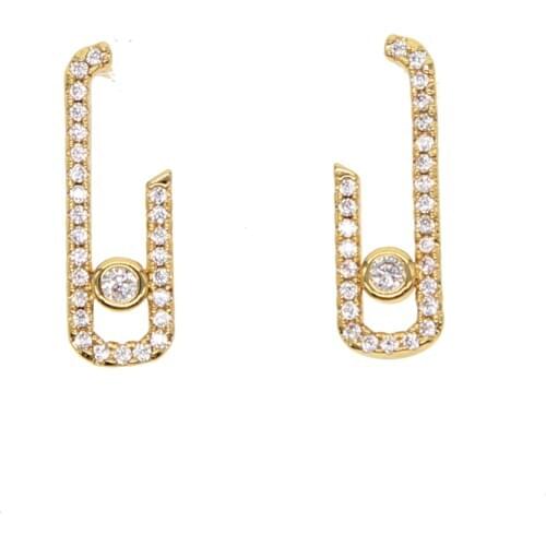 100% 925 sterling silver French 1pc cz no move earrings cute love Popular delicate gold cz zircon france jewelry s925 girls