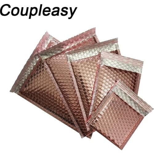 25Pcs/Lot Rose Gold Bubble Mailers Waterproof Packaging Envelope Thicken Aluminum Film Mailing Bags Self Seal Bubble Envelopes