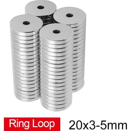 5~50PCS 20x3-5 mm N35 Strong Ring Magnets 20*3 mm Hole 5mm Countersunk Neodymium Magnet 20x3-5mm Permanent NdFeB Magnet 20*3-5