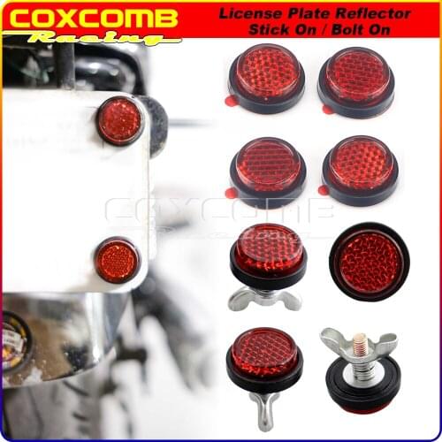 8x 4x 2x Red 20mm License Plate Reflector Bolt On / Stick On Number Plate Mount Safety Reflective Self Adhesive Reflectors Motor