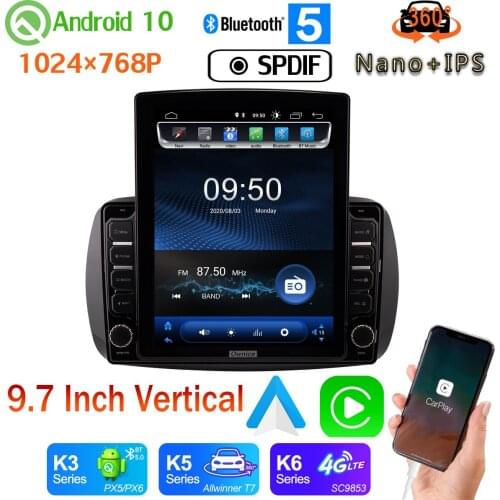 9.7" Vertical Style Car Media GPS CarPlay Android 10 360 Camera Radio For Mercedes-Benz Smart Fortwo 2015-2019 SPDIF PX6 4+64G