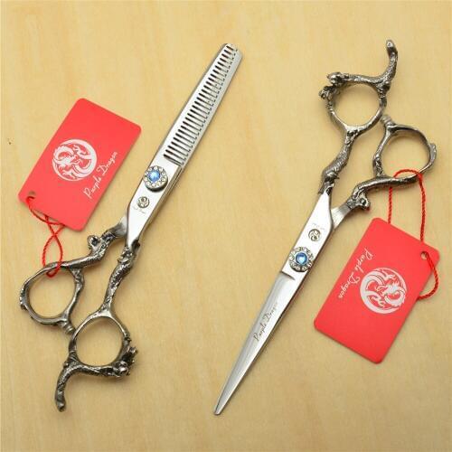 9003# 2Pcs/Pair 6'' 17.5cm Silvery Color Hairdressing Scissors JP 440C Cutting +Thinning Shears Professional Human Hair Scissors