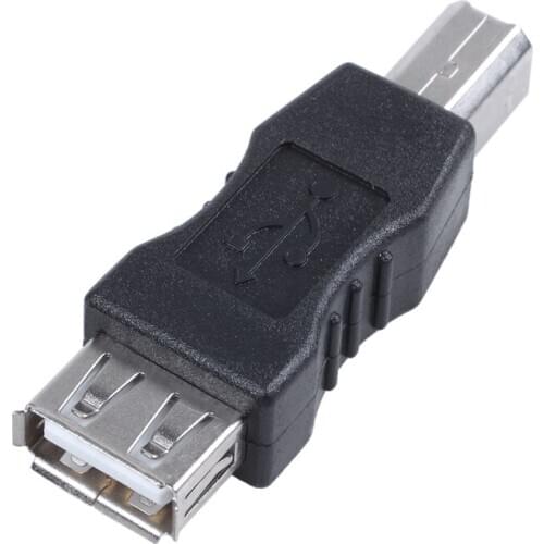 Hot-USB printer adapter type A female - type B male black silver tone