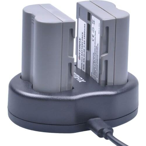 2Pc EN-EL3E EN EL3E Camera Battery Pack + LCD Dual Charger for Nikon D90 D80 D300 D300s D700 D200 D70 D50 D70s D100 Cameras