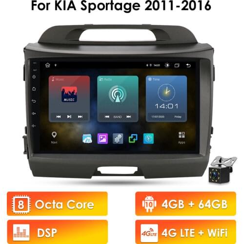 2Din Android NET Car Radio Stereo GPS Multimedia Video Player For KIA Sportage R 3 2011 2008-2016 WiFi Bluetooth 9" Carplay