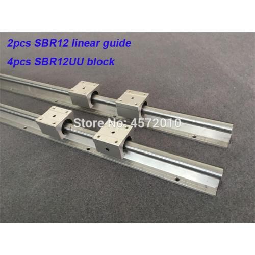 Free shipping SBR12 12mm linear rail 200mm 300mm 400mm 500mm 600mm linear guide with 2pcs SBR12UU block cnc router part
