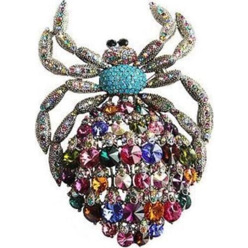 Spider Rhinestone Brooch Fashion Men Women Clothes Sweater Suit Brooches Pin Jewelry Best Gift Costume Clothes Pins Accessories