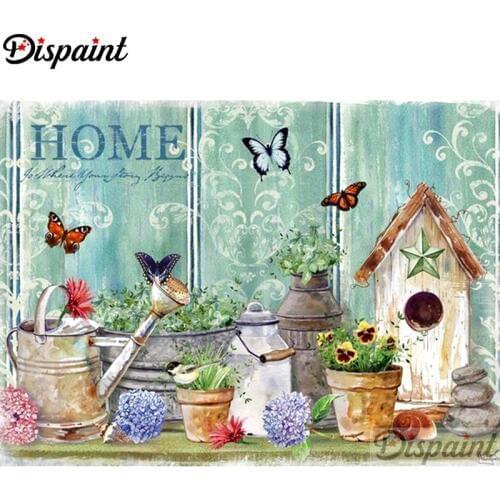 Dispaint Full Square/Round Drill 5D DIY Diamond Painting "Flower butterfly" Embroidery Cross Stitch 3D Home Decor A12825