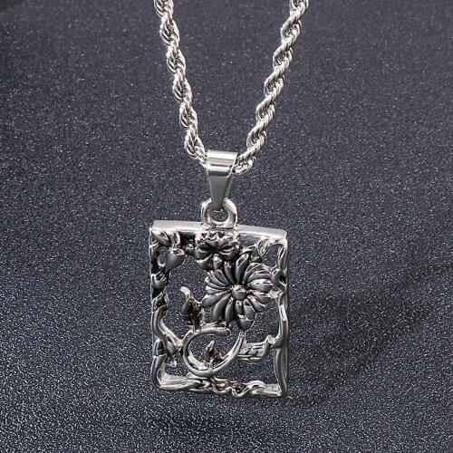 European and American personality creative flower bird hollow Pegasus mens titanium steel pendant