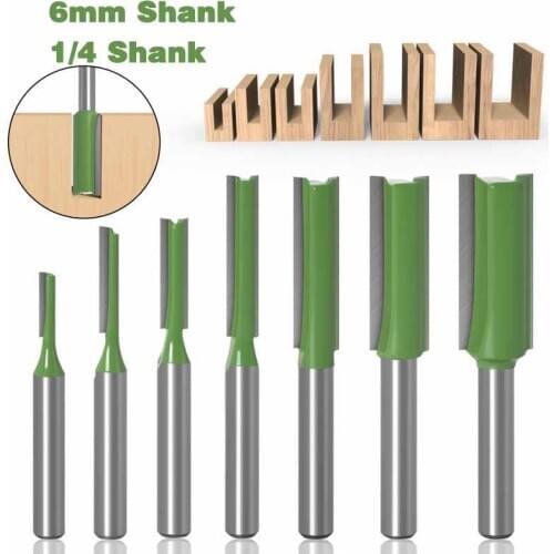 1Pc 1/4 6mm Shank Straight Bit Trimmer Cleaning Flush Trim Wood Carbide Router Bit Milling Cutters Woodworking Tools Cutters