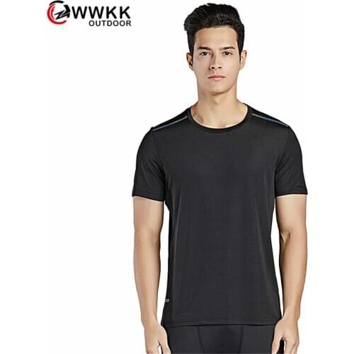 New Quality Summer Casual T-Shirt Mens Hiking Top-Sleeved Round Neck Breathable Light Quick-Drying Solid Color Camping T-Shirts
