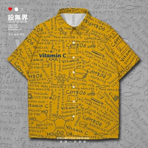 Vitamin C Chemical Molecular Vitamin C Molecular formula Science and engineering students Short-Sleeved shirt Tops Summer