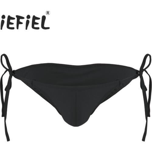 IEFiEL Newest Mens Lingerie Male Fashion Bikini G-string Thong Underwear Underpants Triangle Panties with Fastening String