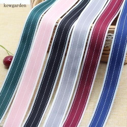 Kewgarden 1" 25 mm White Dotted Line Stripe Cotton Satin Ribbons Handmade Tape DIY Bowknot Ribbon Packing Riband 6m/ lot