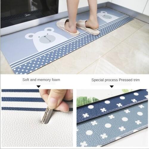 Kitchen Floor Mat Door Mat Waterproof and Oil-proof Leather Carpet Creative Home Non-slip Foot Mat Cartoon Pvc Mat