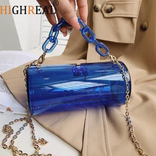 HIGHREAL Trendy Handbag New Design Women Transparent Chain Shoulder Bags Evening Bags Clear Clutch purses