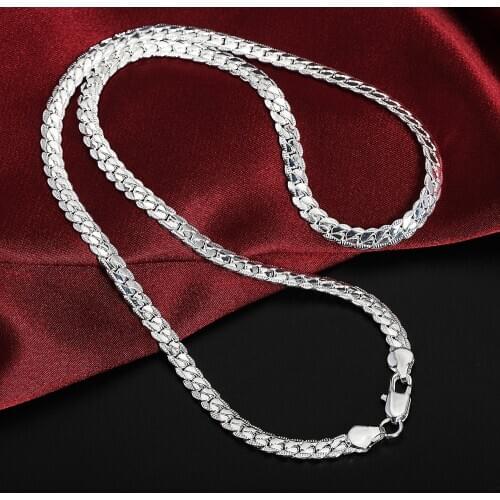 Fashion 925 Silver Necklace 5MM Sideways Men&Women Necklace Wedding Wedding Jewelry Gift