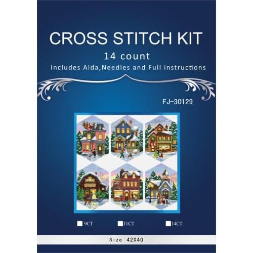 Oneroom Top Quality Lovely Hot Sell Counted Cross Stitch Kit Christmas Village Ornament dim 08785