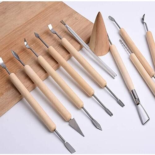 11 pcs Arts Crafts Clay Sculpting Tools Set Modeling Carving Tool kit Pottery & Ceramics Wooden Handle Modeling Clay Tools