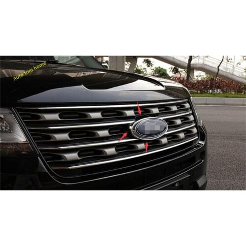 Lapetus Front Head Middle Grill Emblem Decoration Cover Trim For Ford Explorer 2016 2017 ABS Auto Accessories