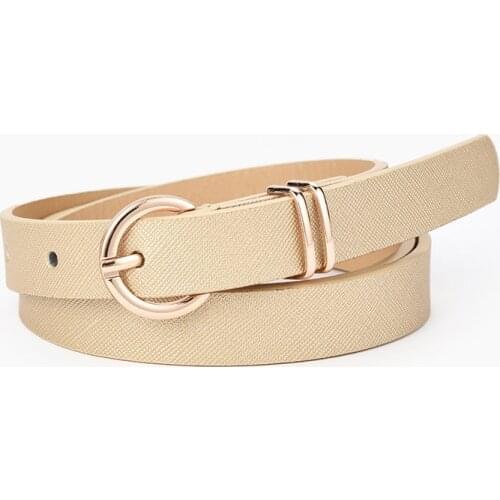 2021 New PU Leather Women Belts For Dress Korean Fashion Fine Belt Waist Accessories Straps Gold Pin Buckle