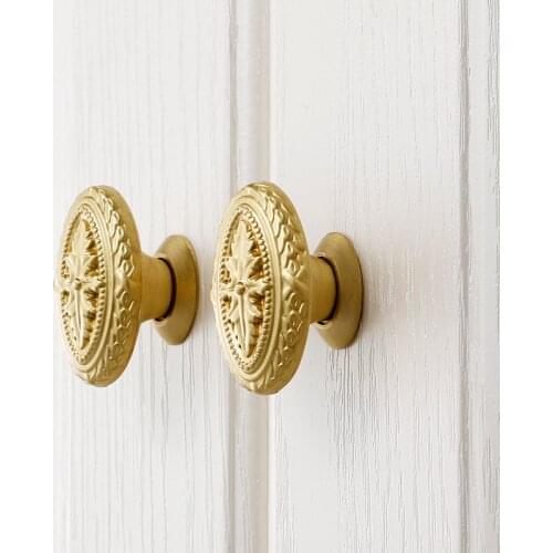 1pc Solid Brass Kitchen Cabinet Knobs Vintage European/American Chest Pulls Knob Drawer Handle Cupboard Door Furniture Knobs