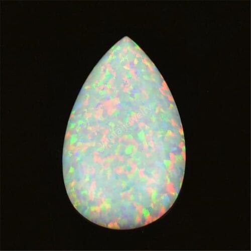 Lab created Pear shape drop opal cabochon flat buttom white fire op17 for earring stone