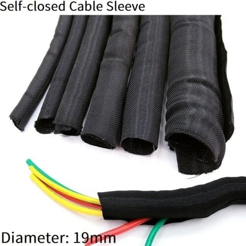 19mm Expandable Braided Cable Sleeve PET Self Close Insulated Flexible Pipe Hose Spliter Tube Protector Harness Nylon Wire Wrap