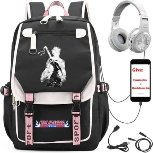 USB Charging teenagers Laptop packsack anime Bleach backpack Women men Travel Backpack student School book Bag